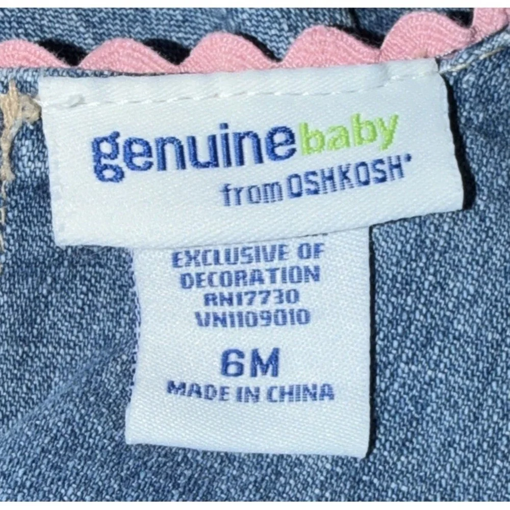 Y2K Genuine Baby OshKosh 6M 3Pc Denim Jumper Pink Top Tights‎ Set NWT Target